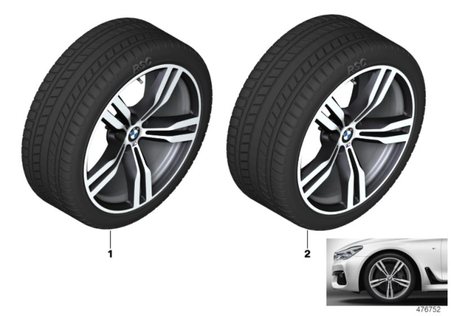 2020 BMW 740i Winter Wheel With Tire M Double Spoke Diagram 2