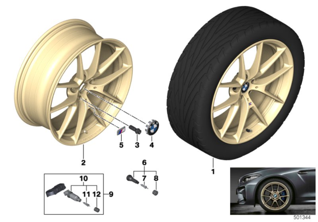 2020 BMW 840i xDrive BMW Light-Alloy Wheel, V-Spoke Diagram 2