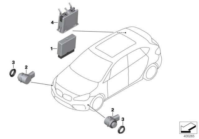2019 BMW X1 Mineralgrau Ultrasonic Sensor Diagram for 66209336908