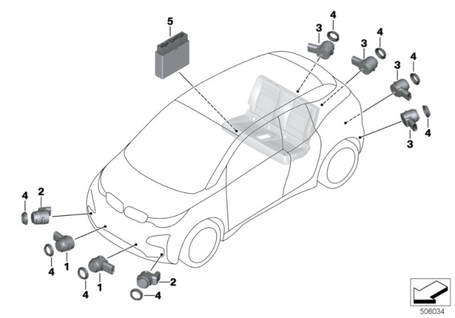 2019 BMW i3s Park Distance Control (PDC) Diagram