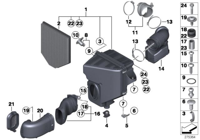 2012 BMW X3 Intake Silencer / Filter Cartridge Diagram