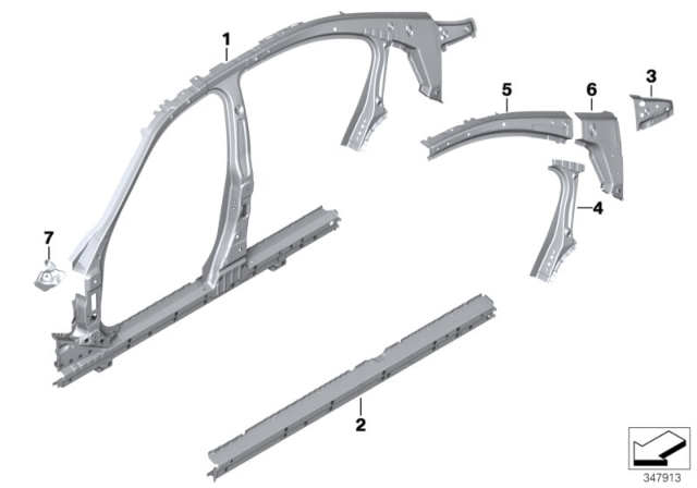 2014 BMW 328i xDrive Side Frame Diagram 3