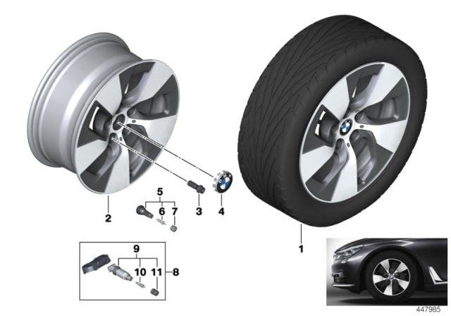2020 BMW 530e xDrive BMW LA Wheel, Turbine Styling Diagram