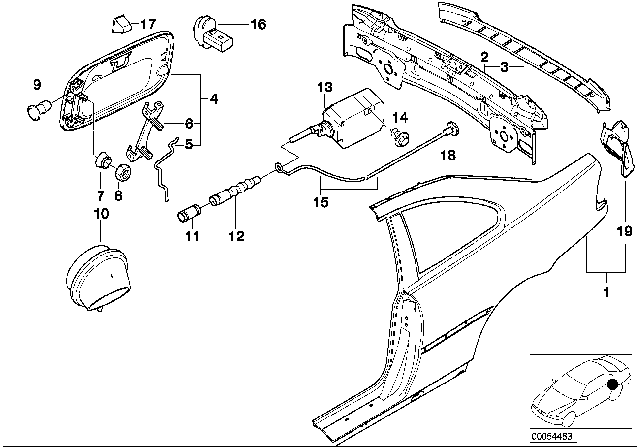 2001 BMW 325Ci Side Panel / Tail Trim Diagram