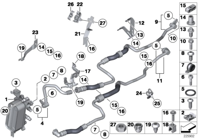 2011 BMW 550i GT Oil Cooling Pipe Inlet Diagram for 17227592401