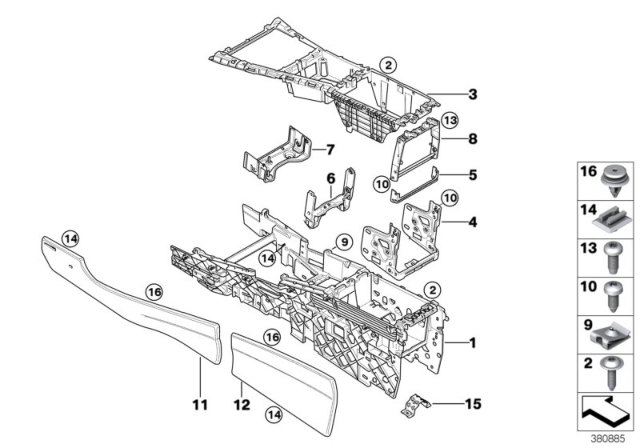 2012 BMW X5 Carrier, Centre Console Diagram