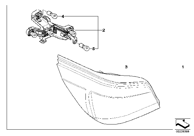 2009 BMW M5 Retrofit Kit, Rear Light Diagram