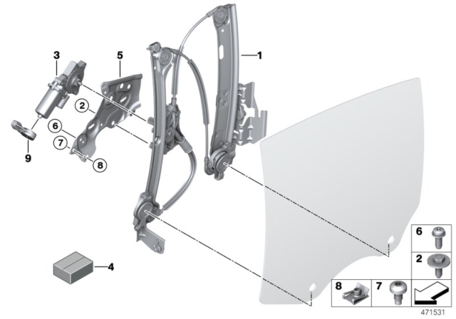 2016 BMW M6 Door Window Lifting Mechanism Diagram 2