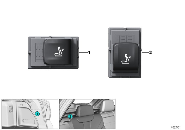 2018 BMW 640i xDrive Gran Turismo Switch, Remote Backrest Unlocking Diagram