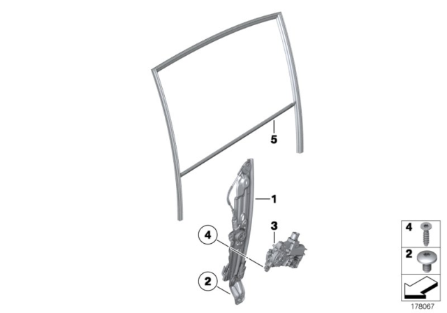 2011 BMW 750i xDrive Rear Left Window Regulator Diagram for 51357182615