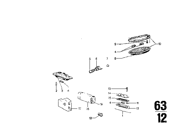 1970 BMW 2500 Various Lamps Diagram