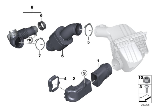 2015 BMW 528i Air Duct, Intake Silencer Diagram