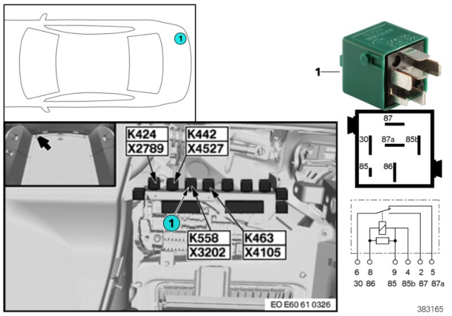 2004 BMW 530i Relay, Terminal Diagram 1