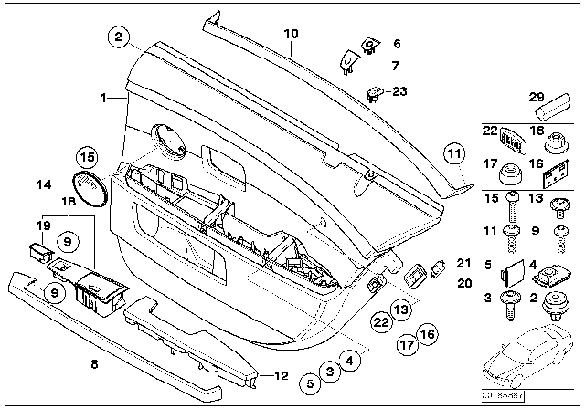 2004 BMW 760Li Door Lining Leather Rear Right Diagram for 51427150926