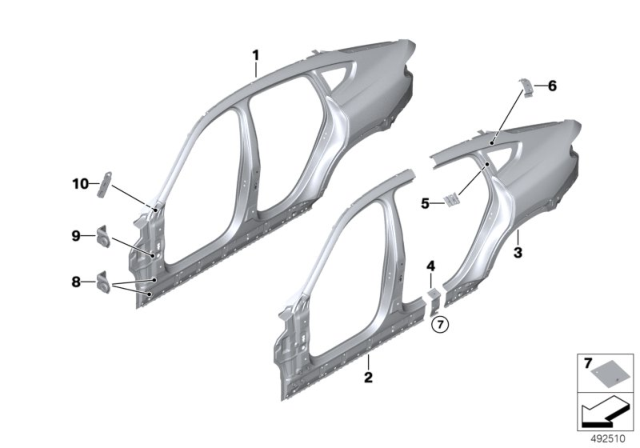 2020 BMW X6 SIDE FRAME, EXTERIOR, LEFT Diagram for 41007954997