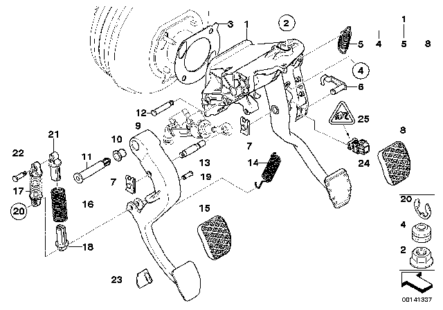 2006 BMW M6 Pedal Assy W Over-Centre Helper Spring Diagram