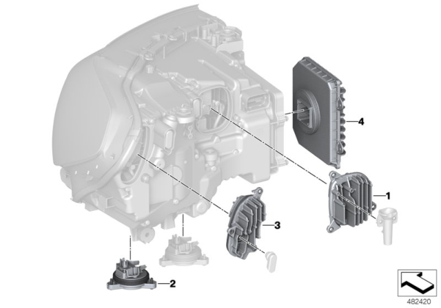 2020 BMW X3 Electronic Components, Headlight Diagram