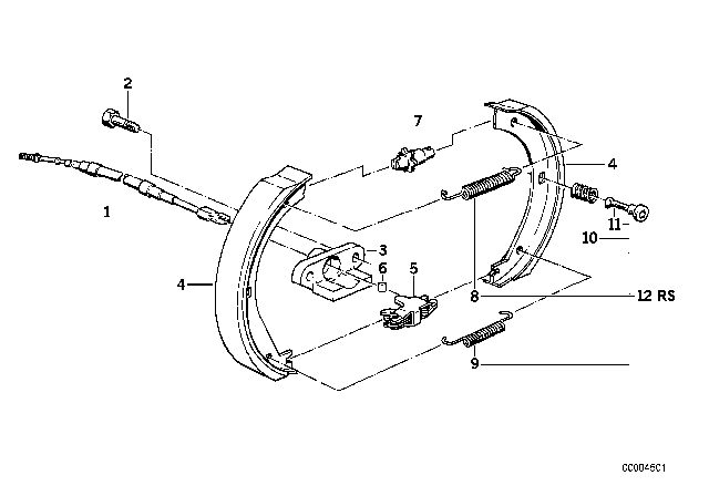 1998 BMW M3 Parking Brake / Brake Shoes Diagram