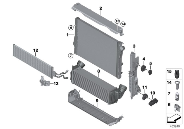 2016 BMW X5 Radiator Mounting Parts Diagram