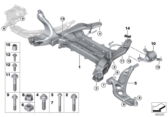 2017 BMW X1 Front Axle Support / Wishbone Diagram 2