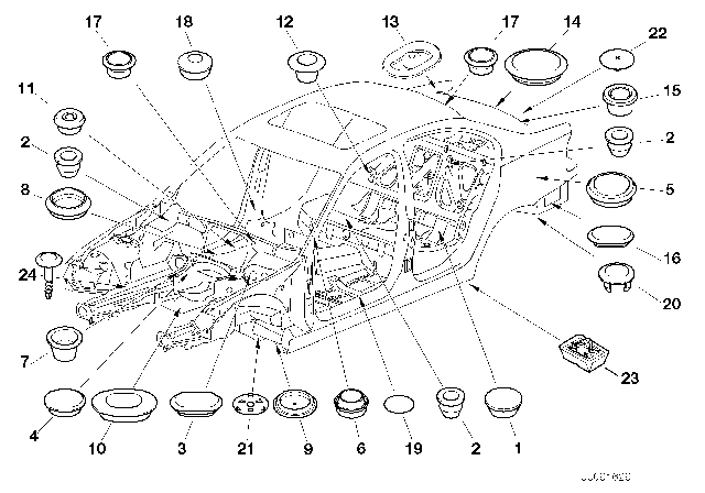 2001 BMW 330xi Blind Plug Diagram for 51718235275