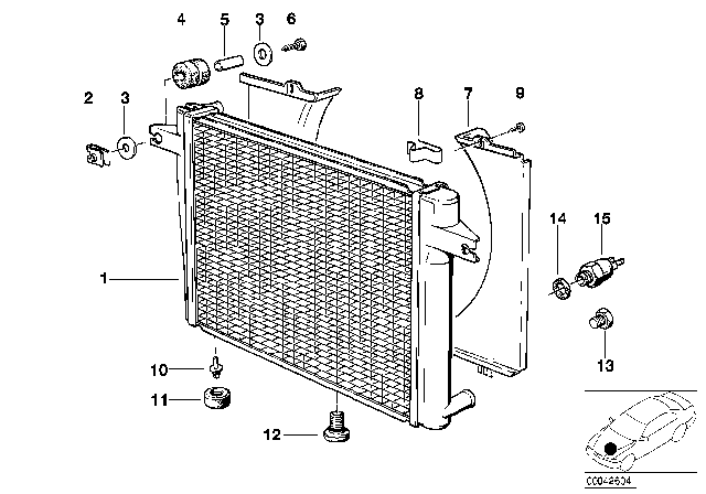 1989 BMW 325i Radiator / Frame Diagram 2