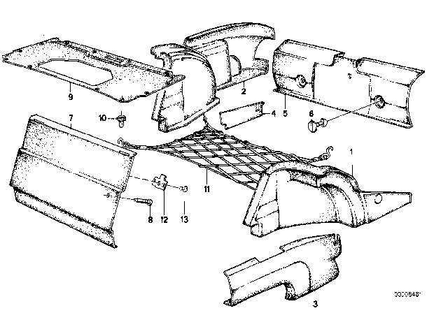 1986 BMW 528e Trunk Trim Panel Diagram 1