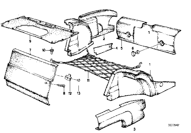 1988 BMW M5 Tail Trim Panel Diagram for 51471939030