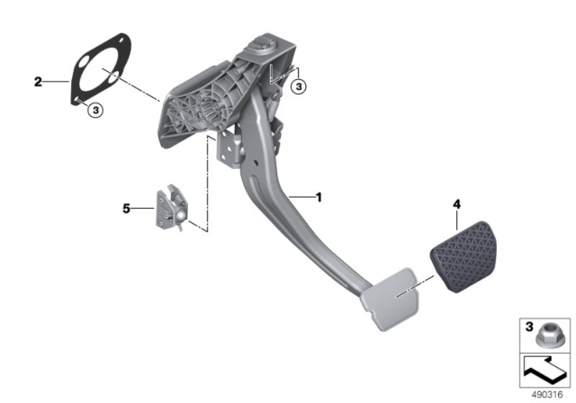 2020 BMW X6 Pedal Assembly, Automatic Transmission Diagram 1