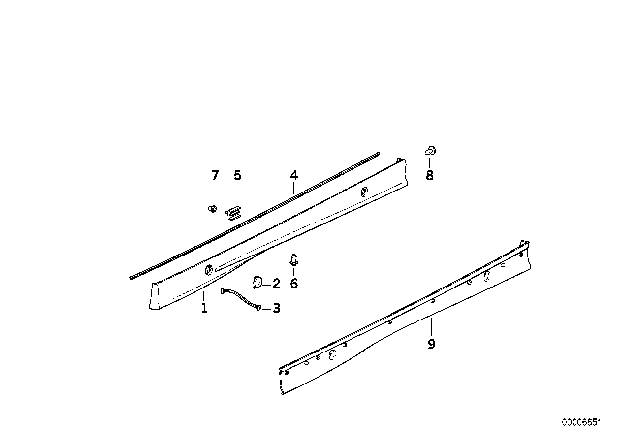 1991 BMW 325is Primed Right Door Sill Trim Panel Diagram for 51712234188