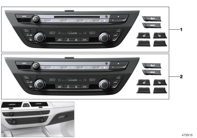 2017 BMW 530i Radio And A/C Control Panel Diagram 3