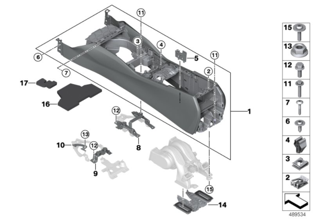 2018 BMW M5 CENTER CONSOLE, LEATHER Diagram for 51168093856