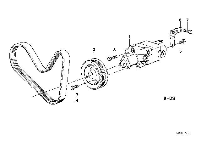 1993 BMW 750iL Hydro Steering - Tandem Vane Pump Diagram