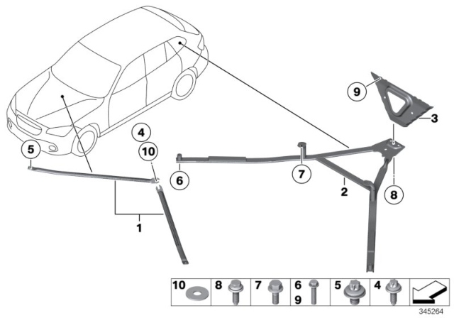 2014 BMW X1 Cross-Brace, Right Diagram for 51612993032