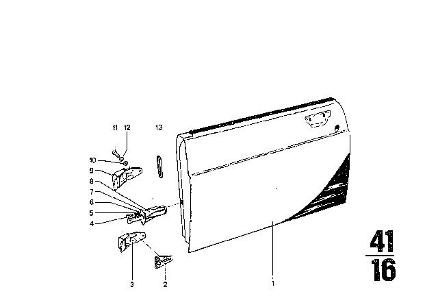 1969 BMW 2800 Front Door - Hinge / Door Brake Diagram