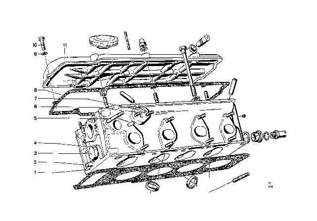 1969 BMW 2000 Cylinder Head Cover Diagram for 11121270360