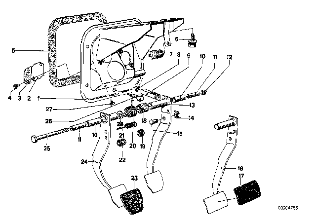 1978 BMW 530i Pedal Diagram 2