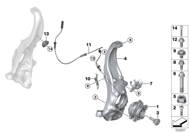 2018 BMW 540d xDrive Swivel/Wheel Bearing Front All-Wheel Drive Diagram