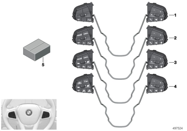 2020 BMW Z4 Switch, Steering Wheel Diagram