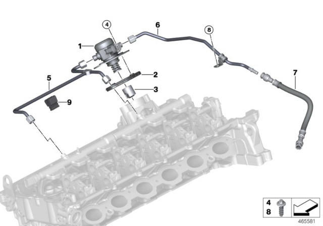 2017 BMW 340i xDrive High-Pressure Pump / Tubing Diagram 1