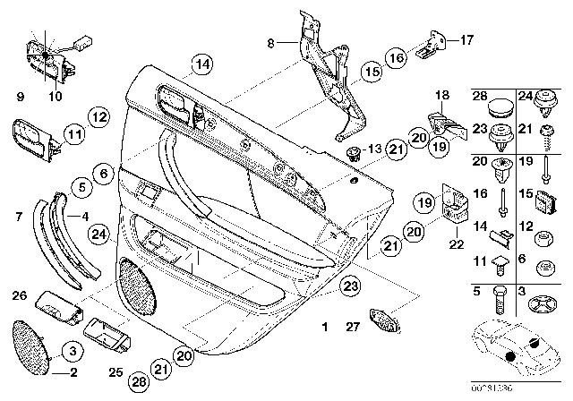 2001 BMW X5 Inner Right Door Handle Diagram for 51427122428