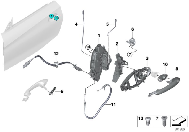 2019 BMW Z4 Locking System, Door Diagram