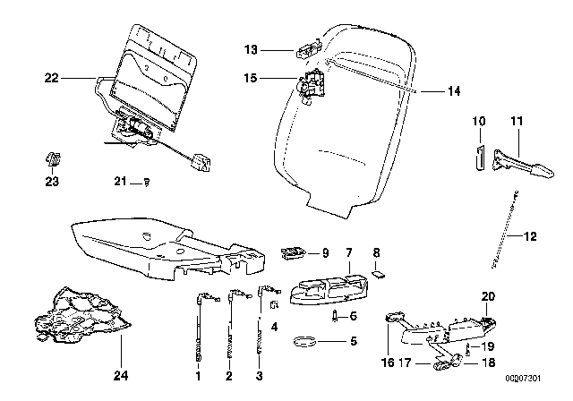 1999 BMW 328i Single Parts Of Front Seat Controls Diagram 1