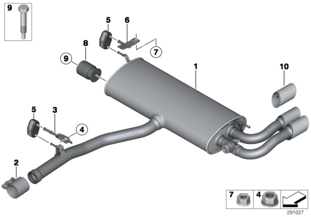 2017 BMW X3 Rear Exhaust Flap Muffler Diagram for 18308686883