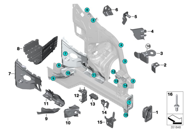 2010 BMW X6 Front Body Bracket Diagram 1