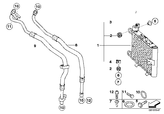 2009 BMW X3 Engine Oil Cooler Pipe, Flow Diagram for 17223448667