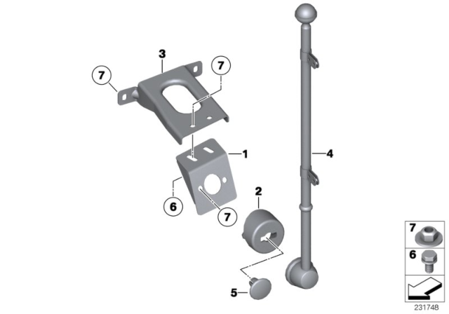 2010 BMW 750i Flag Holder Diagram