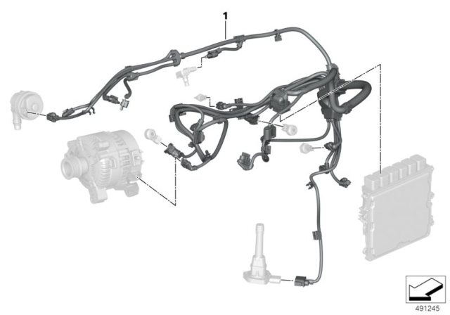 2020 BMW M340i Wiring Harness,Motor,Sensorsystem,Module 1 Diagram