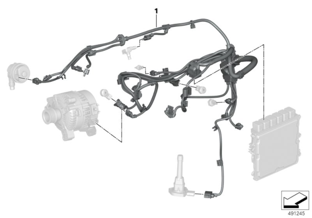 2020 BMW M340i xDrive Wiring Harness,Motor,Sensorsystem,Module 1 Diagram