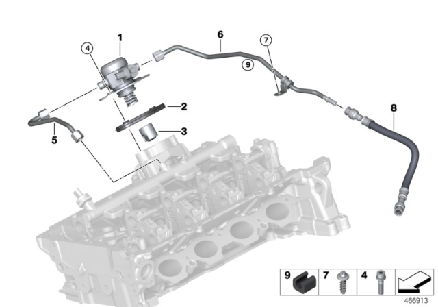 2018 BMW 530e High-Pressure Pump / Tubing Diagram